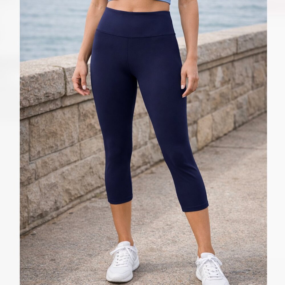 Alala Navy Blue High Rise Cropped Leggings Women's Size L Athleisure